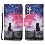 For Samsung Galaxy A54 5G Cross Texture PU Leather Wallet Case Magnetic Closure Pattern Printing Flip Stand Phone Cover with Strap