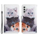 For Samsung Galaxy A54 5G Cross Texture PU Leather Wallet Case Magnetic Closure Pattern Printing Flip Stand Phone Cover with Strap
