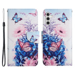 For Samsung Galaxy A54 5G Cross Texture PU Leather Wallet Case Magnetic Closure Pattern Printing Flip Stand Phone Cover with Strap