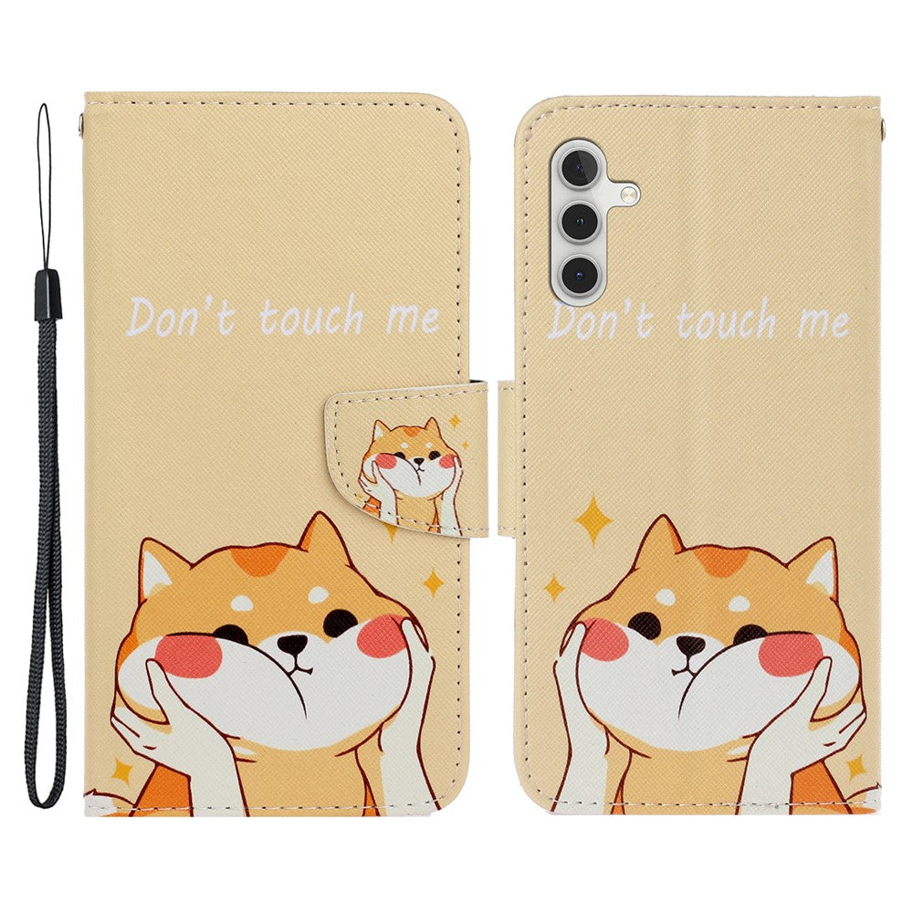 For Samsung Galaxy A34 5G Pattern Printing PU Leather Phone Case Cross Texture Wallet Stand Magnetic Closure Cover with Strap