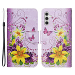 For Samsung Galaxy A34 5G Pattern Printing PU Leather Phone Case Cross Texture Wallet Stand Magnetic Closure Cover with Strap
