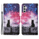 For Samsung Galaxy A34 5G Pattern Printing PU Leather Phone Case Cross Texture Wallet Stand Magnetic Closure Cover with Strap