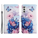 For Samsung Galaxy A34 5G Pattern Printing PU Leather Phone Case Cross Texture Wallet Stand Magnetic Closure Cover with Strap