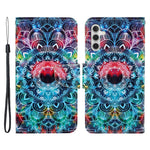 For Samsung Galaxy A34 5G Pattern Printing PU Leather Phone Case Cross Texture Wallet Stand Magnetic Closure Cover with Strap