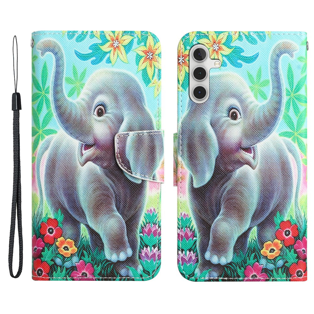 For Samsung Galaxy A34 5G Cross Texture PU Leather Flip Protective Case Pattern Printing Magnetic Stand Wallet Cover with Strap