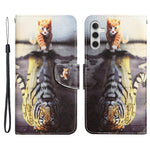 For Samsung Galaxy A34 5G Cross Texture PU Leather Flip Protective Case Pattern Printing Magnetic Stand Wallet Cover with Strap