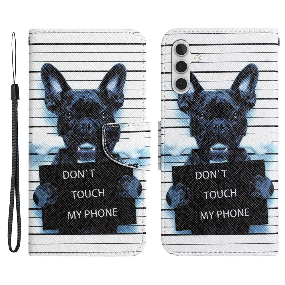 For Samsung Galaxy A34 5G Cross Texture PU Leather Flip Protective Case Pattern Printing Magnetic Stand Wallet Cover with Strap