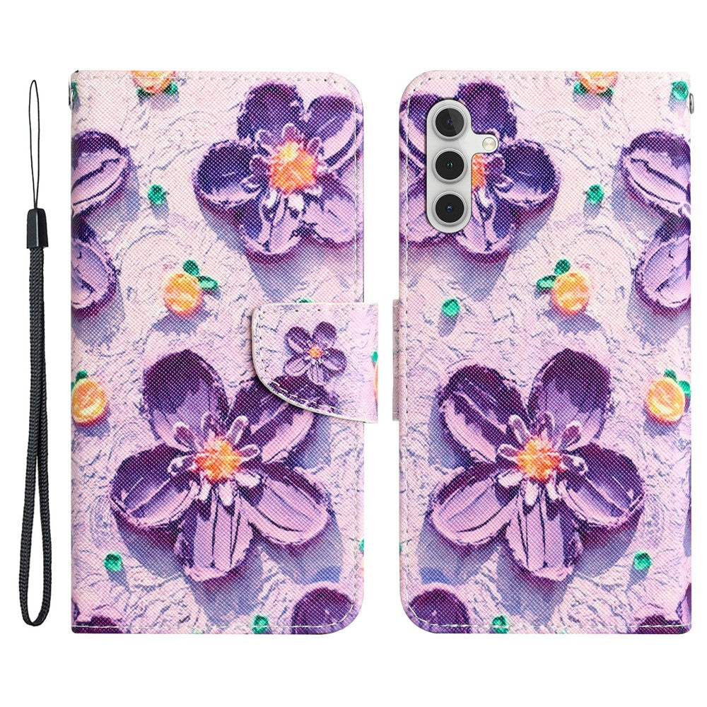 For Samsung Galaxy A34 5G Cross Texture PU Leather Flip Protective Case Pattern Printing Magnetic Stand Wallet Cover with Strap