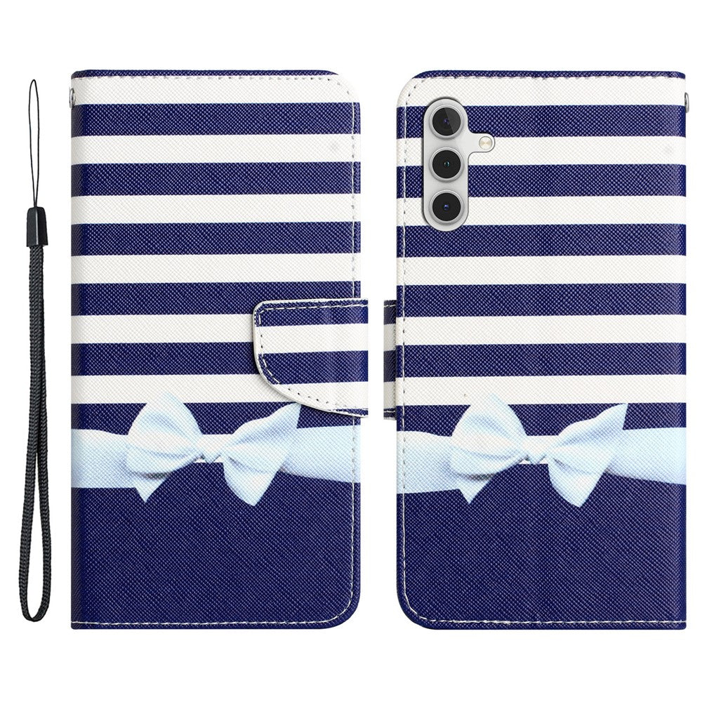 For Samsung Galaxy A34 5G Cross Texture PU Leather Flip Protective Case Pattern Printing Magnetic Stand Wallet Cover with Strap