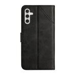 Drop-proof Telefoncover til Samsung Galaxy A34 5G, Line Imprinting Ensfarvet PU-læder Pung Stativ Beskyttelsescover med Rem