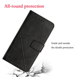 Drop-proof Telefoncover til Samsung Galaxy A34 5G, Line Imprinting Ensfarvet PU-læder Pung Stativ Beskyttelsescover med Rem