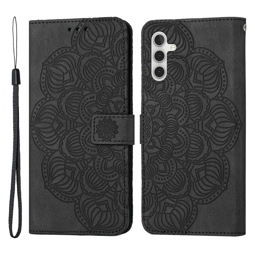 For Samsung Galaxy A34 5G Imprinted Mandala Flower Phone Flip Wallet Case Stand PU Leather Anti-scratch Cell Phone Cover