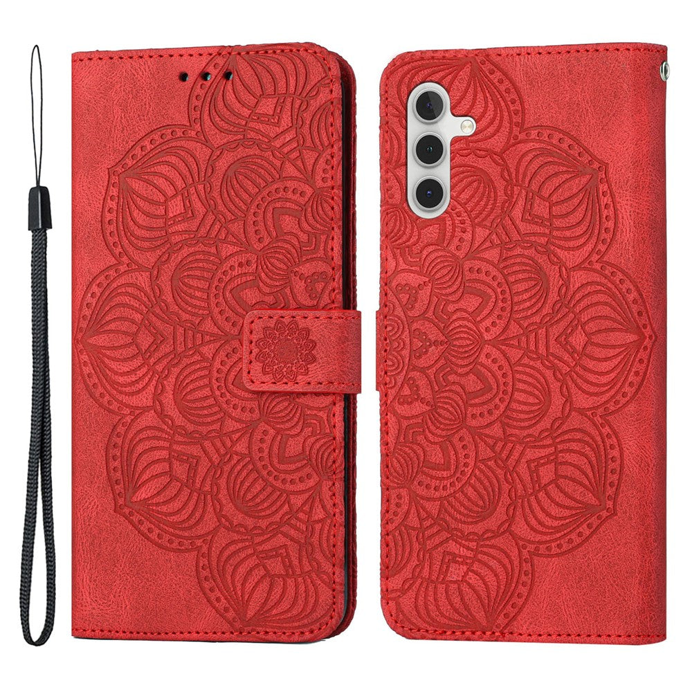 For Samsung Galaxy A34 5G Imprinted Mandala Flower Phone Flip Wallet Case Stand PU Leather Anti-scratch Cell Phone Cover