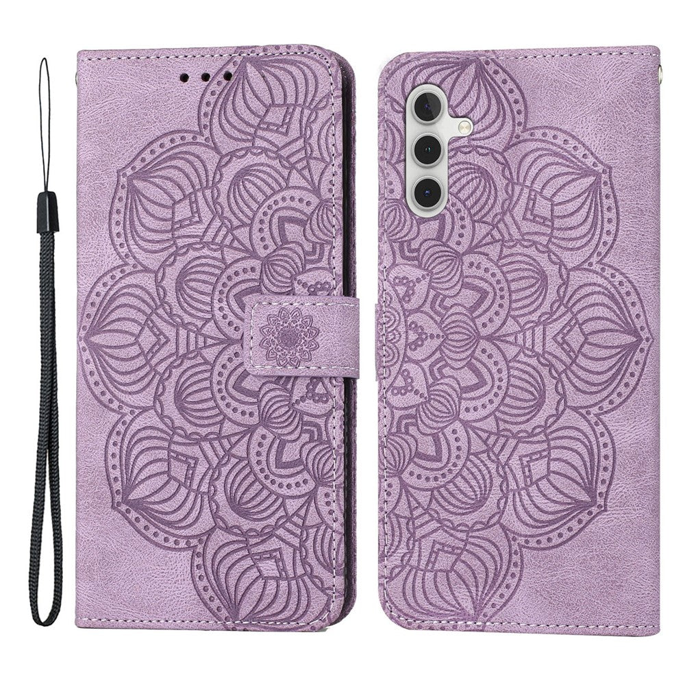 For Samsung Galaxy A34 5G Imprinted Mandala Flower Phone Flip Wallet Case Stand PU Leather Anti-scratch Cell Phone Cover