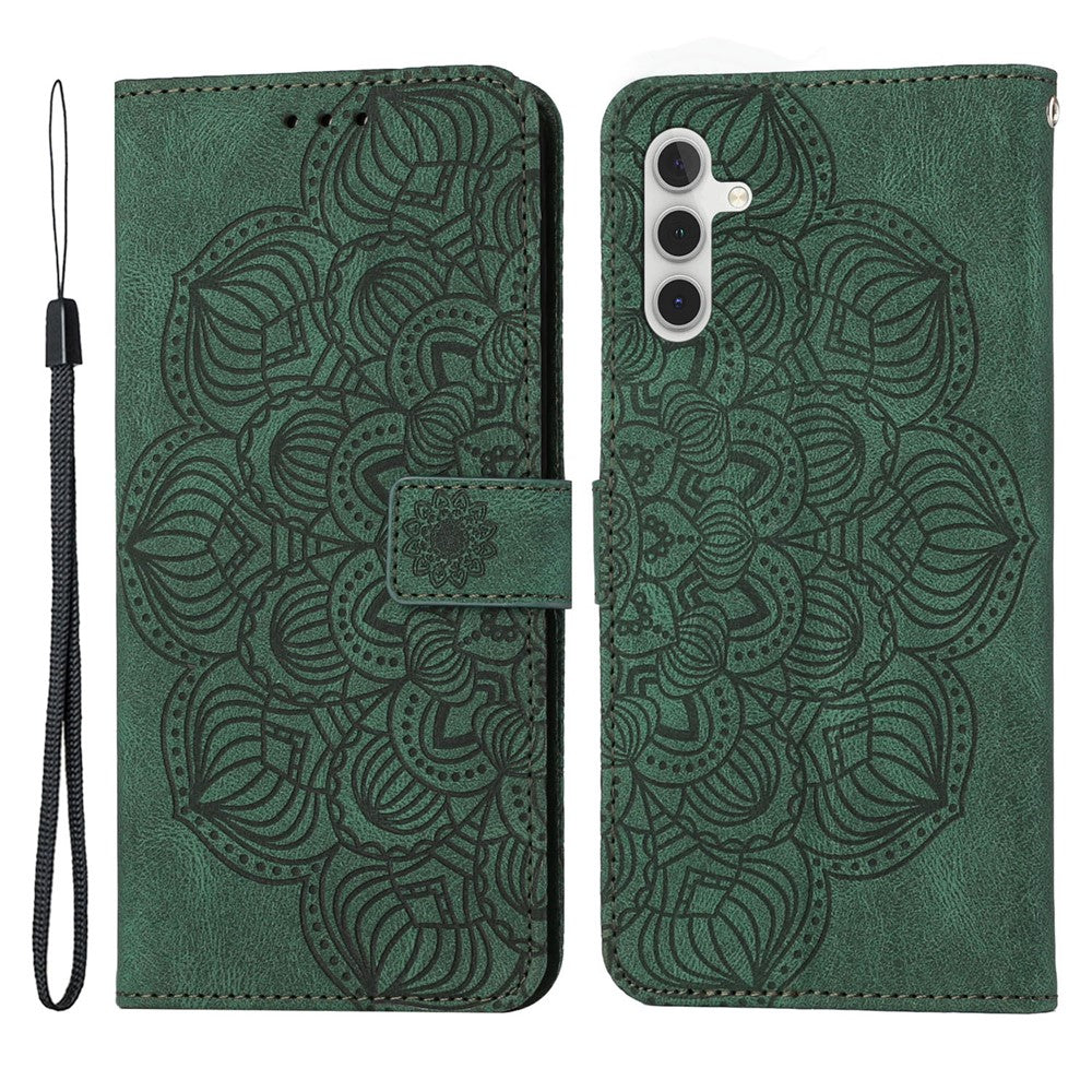 For Samsung Galaxy A34 5G Imprinted Mandala Flower Phone Flip Wallet Case Stand PU Leather Anti-scratch Cell Phone Cover