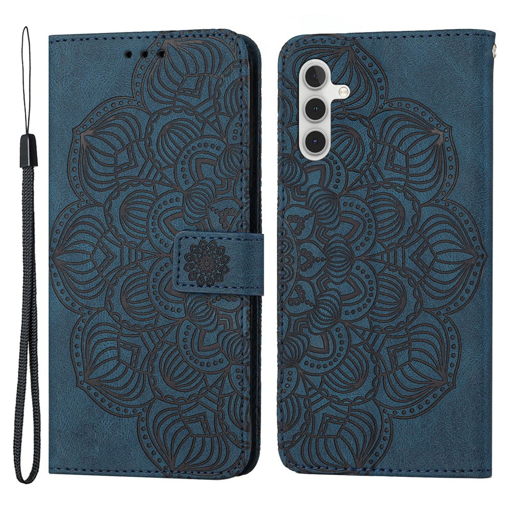 For Samsung Galaxy A34 5G Imprinted Mandala Flower Phone Flip Wallet Case Stand PU Leather Anti-scratch Cell Phone Cover