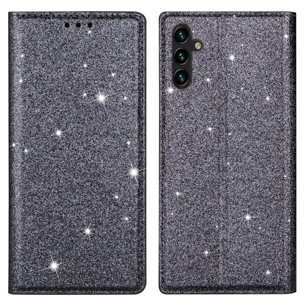 Samsung Galaxy A14 5G / A14 4G Glitter Bling PU-läder Magnetiskt självabsorberande fodral Korthållare Stativ Slim Flip Mobilskal