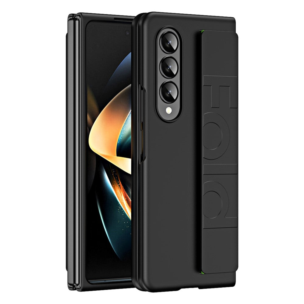 Stødsikkert cover til Samsung Galaxy Z Fold3 5G Anti-fald Hårdt PC-telefoncover Gummiert beskyttelsescover med elastisk rem