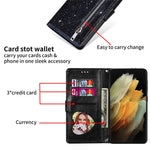 For Samsung Galaxy A34 5G Zipper Pocket Glittery Sequins Drop-proof Phone Cover Wallet Stand Anti-scratch PU Leather Flip Smartphone Case