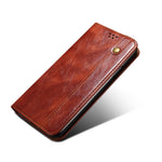 Samsung Galaxy S23 Ultra-stødsikkert mobilcover med voksagtig Crazy Horse-tekstur, stativ, pung, PU-læder, magnetisk selvklæbende folio-flipcover