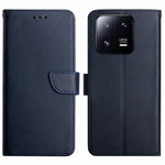 HT02 Genuine Leather Phone Case for Xiaomi 13 5G, Nappa Texture Wallet Stand Magnetic Clasp Cover