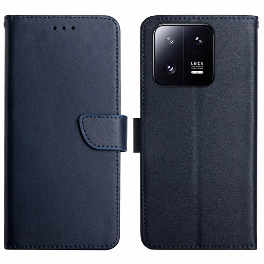 HT02 ægte læderetui til Xiaomi 13 5G, pung-etui med nappatekstur og magnetlukning