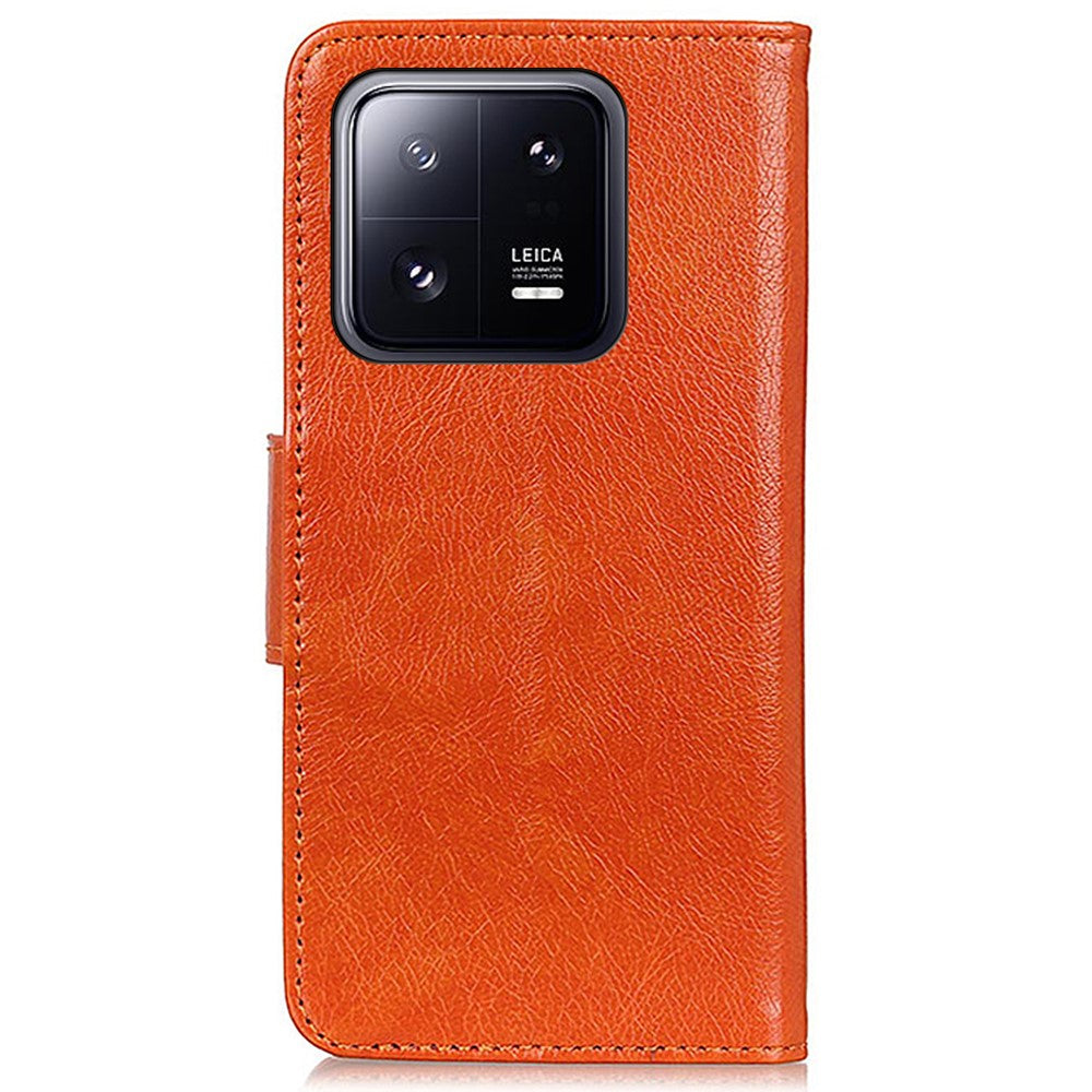 Xiaomi 13 5G Nappa Texture Delat Läderfodral Hopfällbart Stativ Plånbok Magnetiskt Spänne mobilskydd