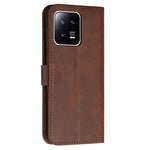 For Xiaomi 13 5G Stitching Line PU Leather Magnetic Clasp Foldable Stand Cover Wallet Imprinted Line Phone Case