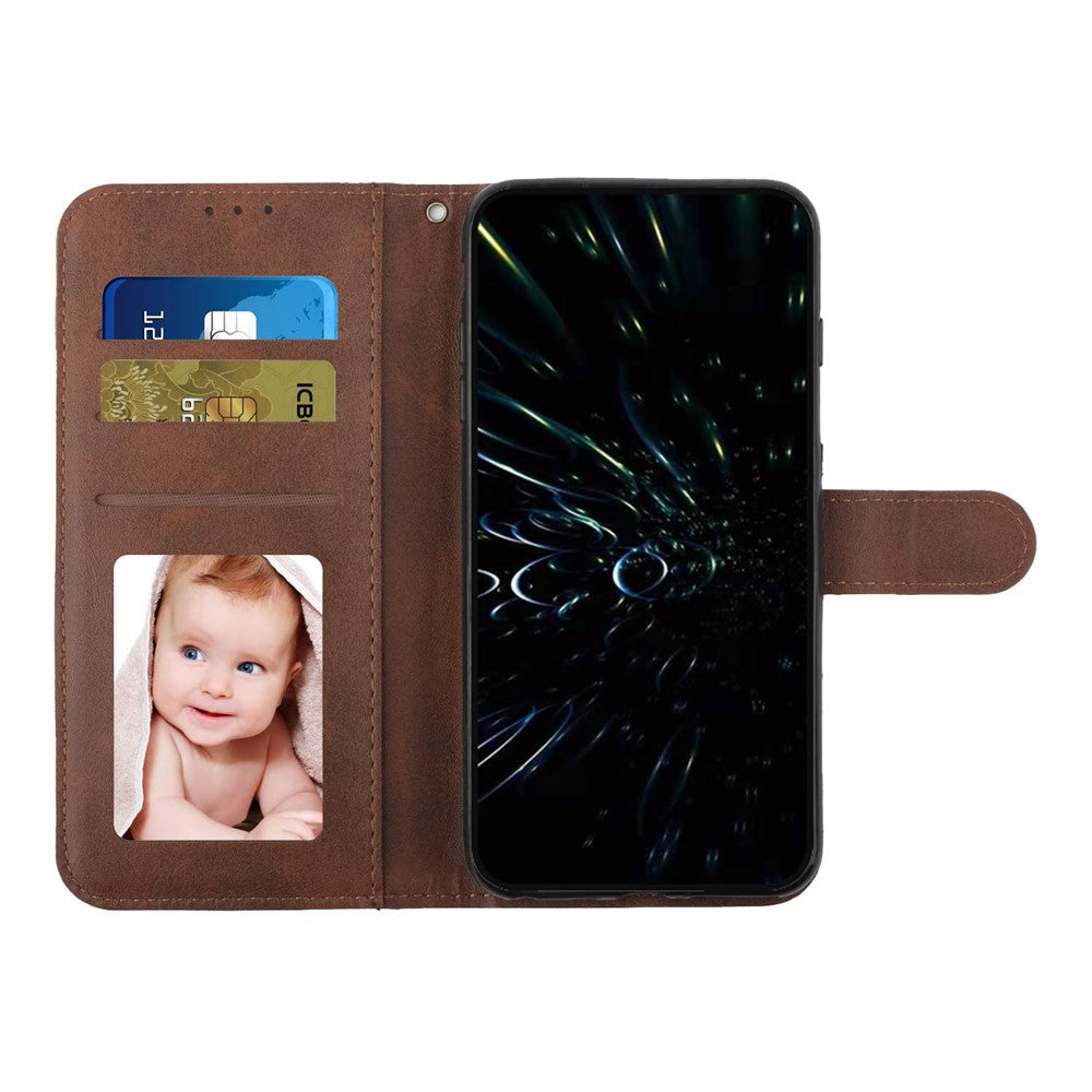 For Xiaomi 13 5G Stitching Line PU Leather Magnetic Clasp Foldable Stand Cover Wallet Imprinted Line Phone Case