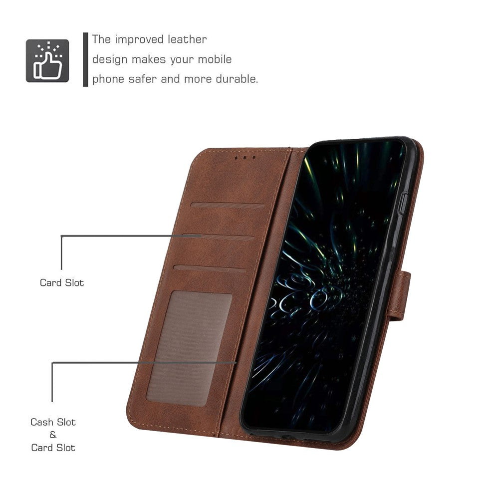 For Xiaomi 13 5G Stitching Line PU Leather Magnetic Clasp Foldable Stand Cover Wallet Imprinted Line Phone Case