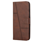 For Xiaomi 13 5G Stitching Line PU Leather Magnetic Clasp Foldable Stand Cover Wallet Imprinted Line Phone Case