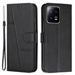 For Xiaomi 13 5G Stitching Line PU Leather Magnetic Clasp Foldable Stand Cover Wallet Imprinted Line Phone Case