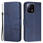 For Xiaomi 13 5G Stitching Line PU Leather Magnetic Clasp Foldable Stand Cover Wallet Imprinted Line Phone Case