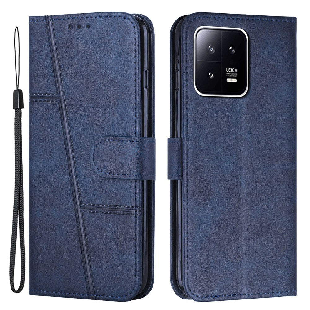 For Xiaomi 13 Pro 5G PU Leather Wallet Phone Case Magnetic Clasp Foldable Stand Imprinted Stitching Line Cover