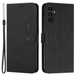 For Samsung Galaxy A54 5G Magnetic Flip Folio PU Leather Wallet Phone Case Imprinted Heart Shape Skin-touch Feeling Stand Cover with Strap