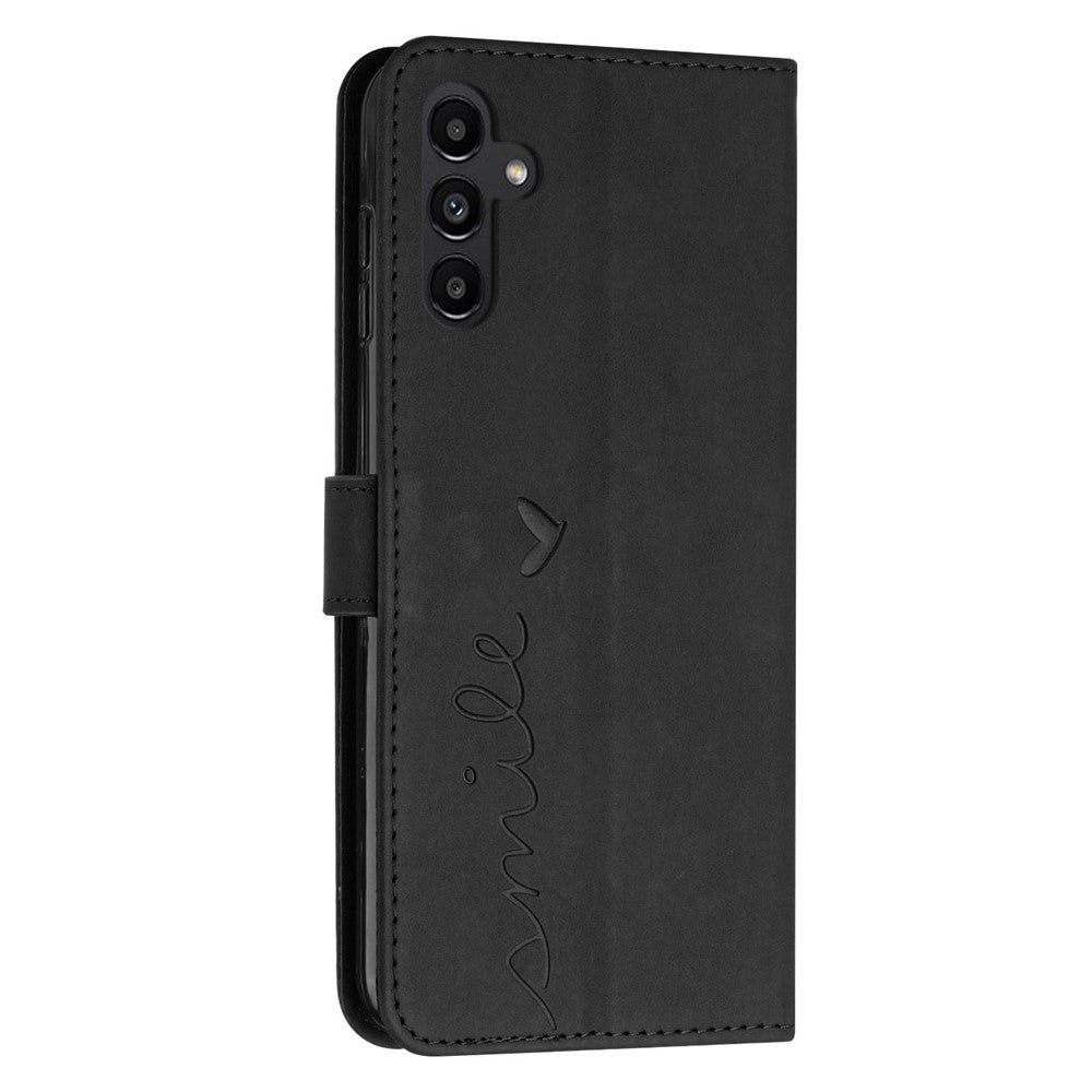 For Samsung Galaxy A54 5G Magnetic Flip Folio PU Leather Wallet Phone Case Imprinted Heart Shape Skin-touch Feeling Stand Cover with Strap