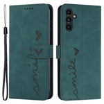 For Samsung Galaxy A54 5G Magnetic Flip Folio PU Leather Wallet Phone Case Imprinted Heart Shape Skin-touch Feeling Stand Cover with Strap
