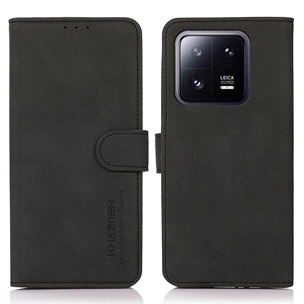 KHAZNEH For Xiaomi 13 Pro 5G Anti-scratch Textured PU Leather Wallet Phone Case Foldable Stand Smartphone Cover