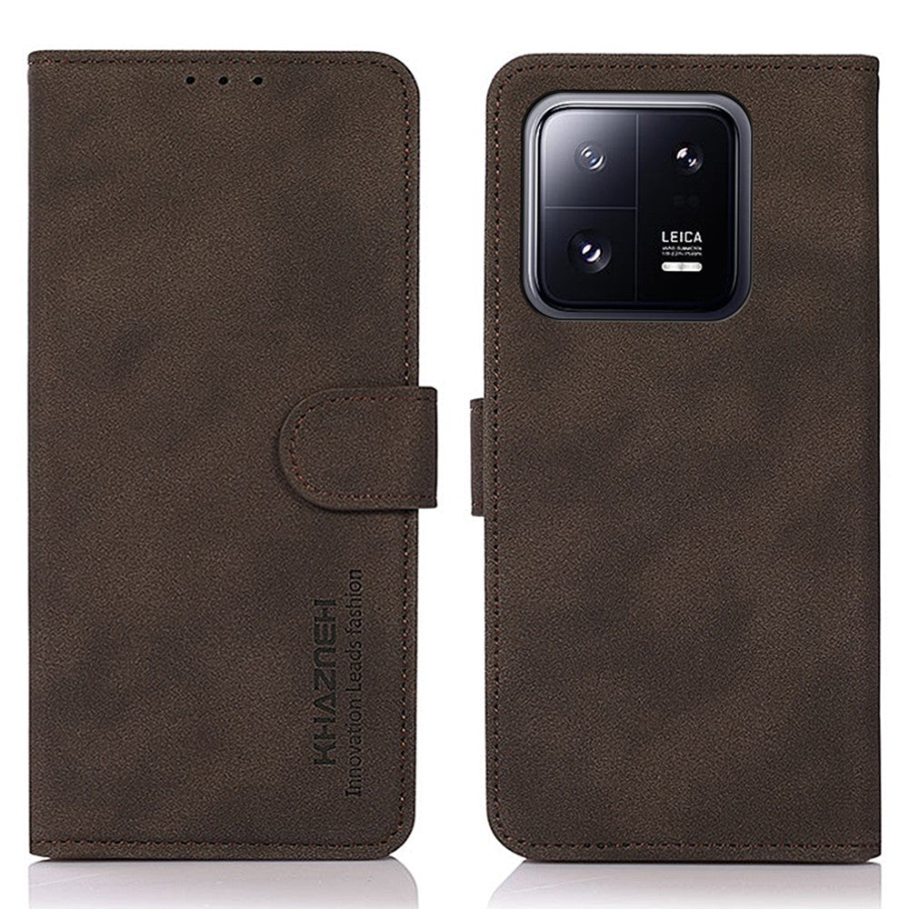 KHAZNEH For Xiaomi 13 Pro 5G Anti-scratch Textured PU Leather Wallet Phone Case Foldable Stand Smartphone Cover