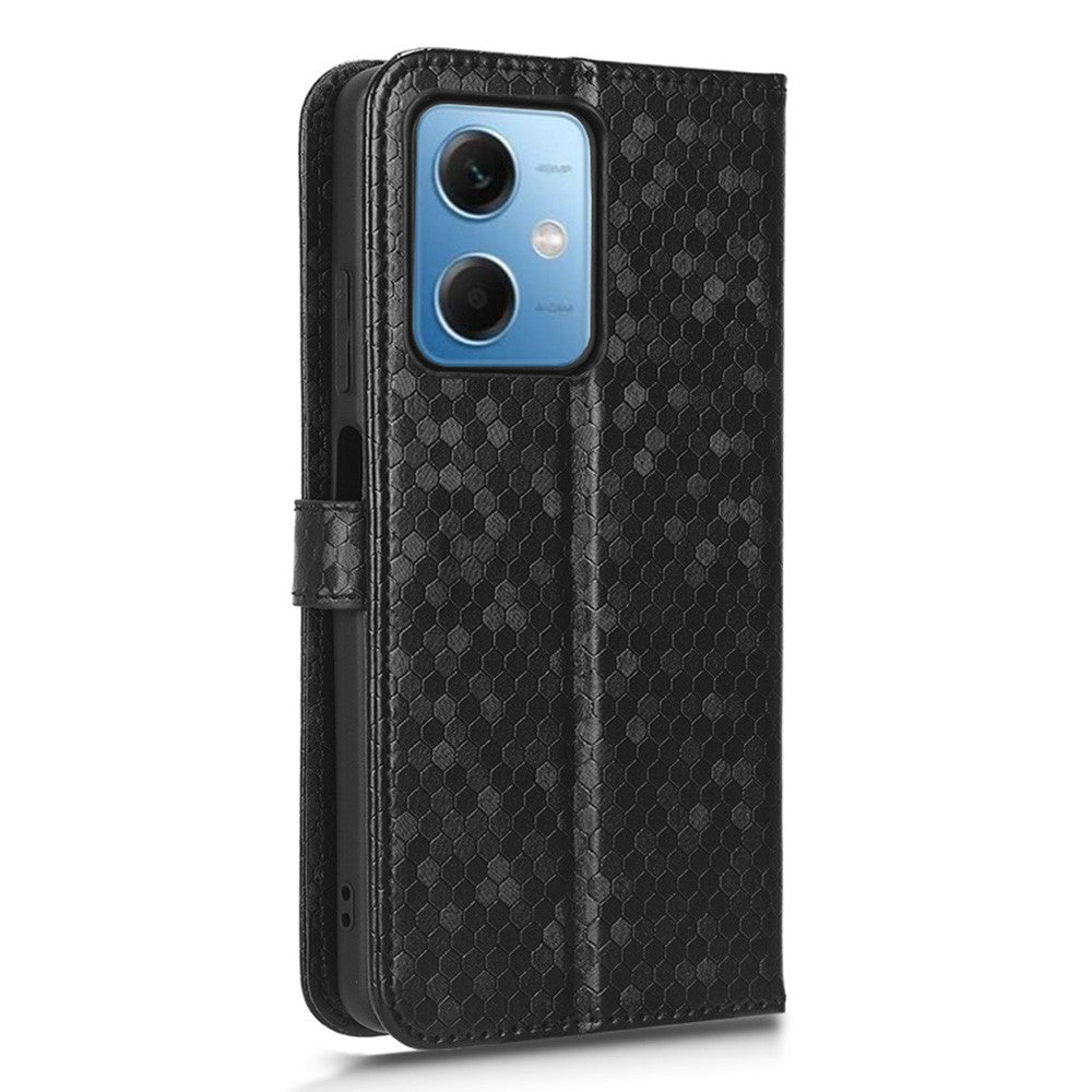 For Xiaomi Redmi Note 12 5G (Global) / (India) / (China) / Poco X5 5G Dot Pattern Imprinted PU Leather Flip Folio Phone Case Wallet Stand Drop-proof Cover with Strap