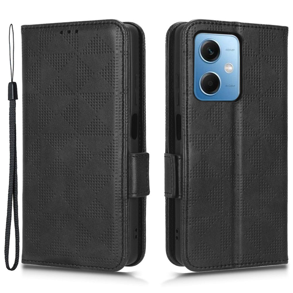 Anti-drop Cell Phone Cover for Xiaomi Redmi Note 12 5G (Global) / (India) / (China) / Poco X5 5G , PU Leather Imprinted Triangle Pattern Flip Phone Case Stand Wallet