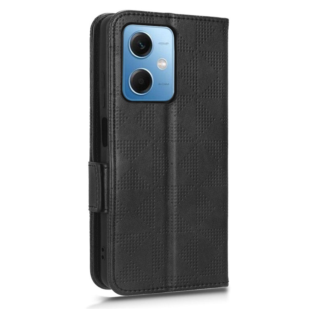 Anti-drop Cell Phone Cover for Xiaomi Redmi Note 12 5G (Global) / (India) / (China) / Poco X5 5G , PU Leather Imprinted Triangle Pattern Flip Phone Case Stand Wallet