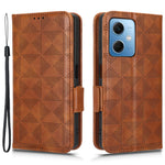 Anti-drop Cell Phone Cover for Xiaomi Redmi Note 12 5G (Global) / (India) / (China) / Poco X5 5G , PU Leather Imprinted Triangle Pattern Flip Phone Case Stand Wallet