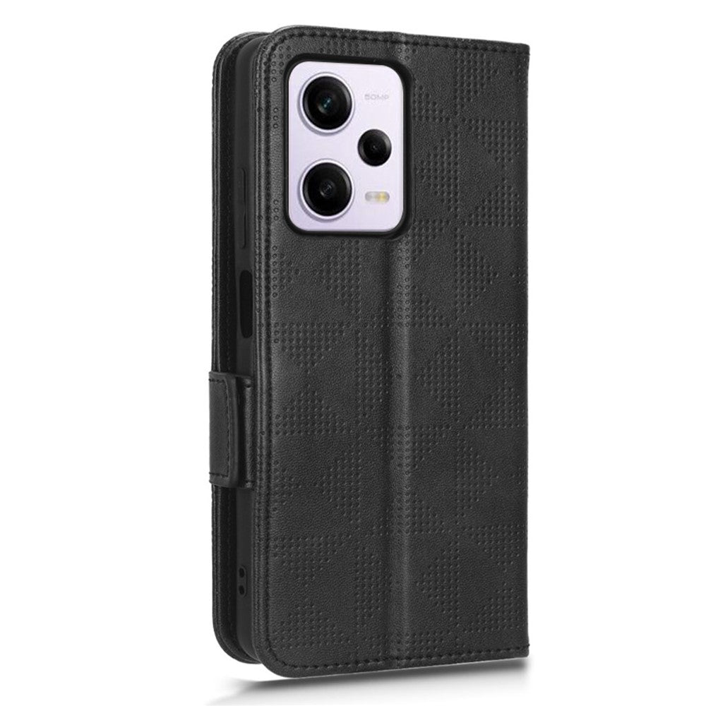 Ridsefast mobilcover til Xiaomi Redmi Note 12 Pro 5G / Note 12 Pro Speed 5G / Poco X5 Pro 5G, stødsikkert PU-læder med trykt trekantsmønster, sammenklappeligt mobilcover, stativ og tegnebog