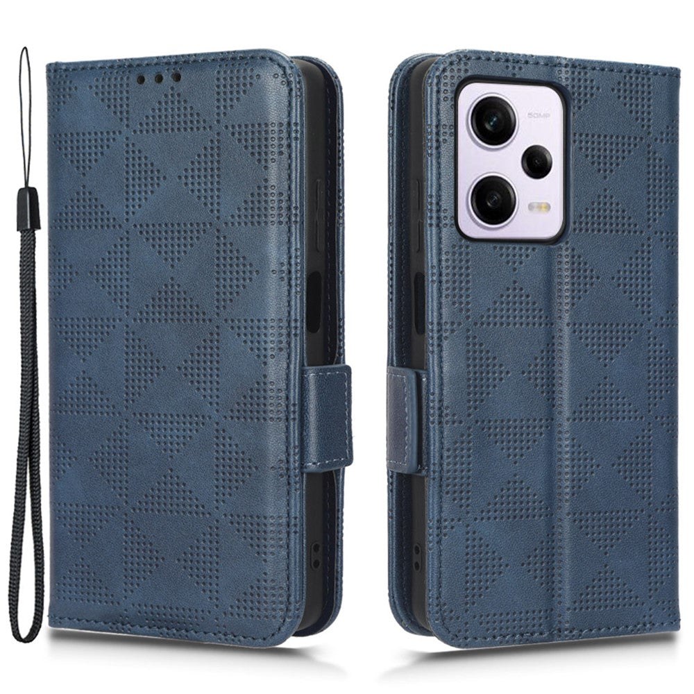 Ridsefast mobilcover til Xiaomi Redmi Note 12 Pro 5G / Note 12 Pro Speed 5G / Poco X5 Pro 5G, stødsikkert PU-læder med trykt trekantsmønster, sammenklappeligt mobilcover, stativ og tegnebog