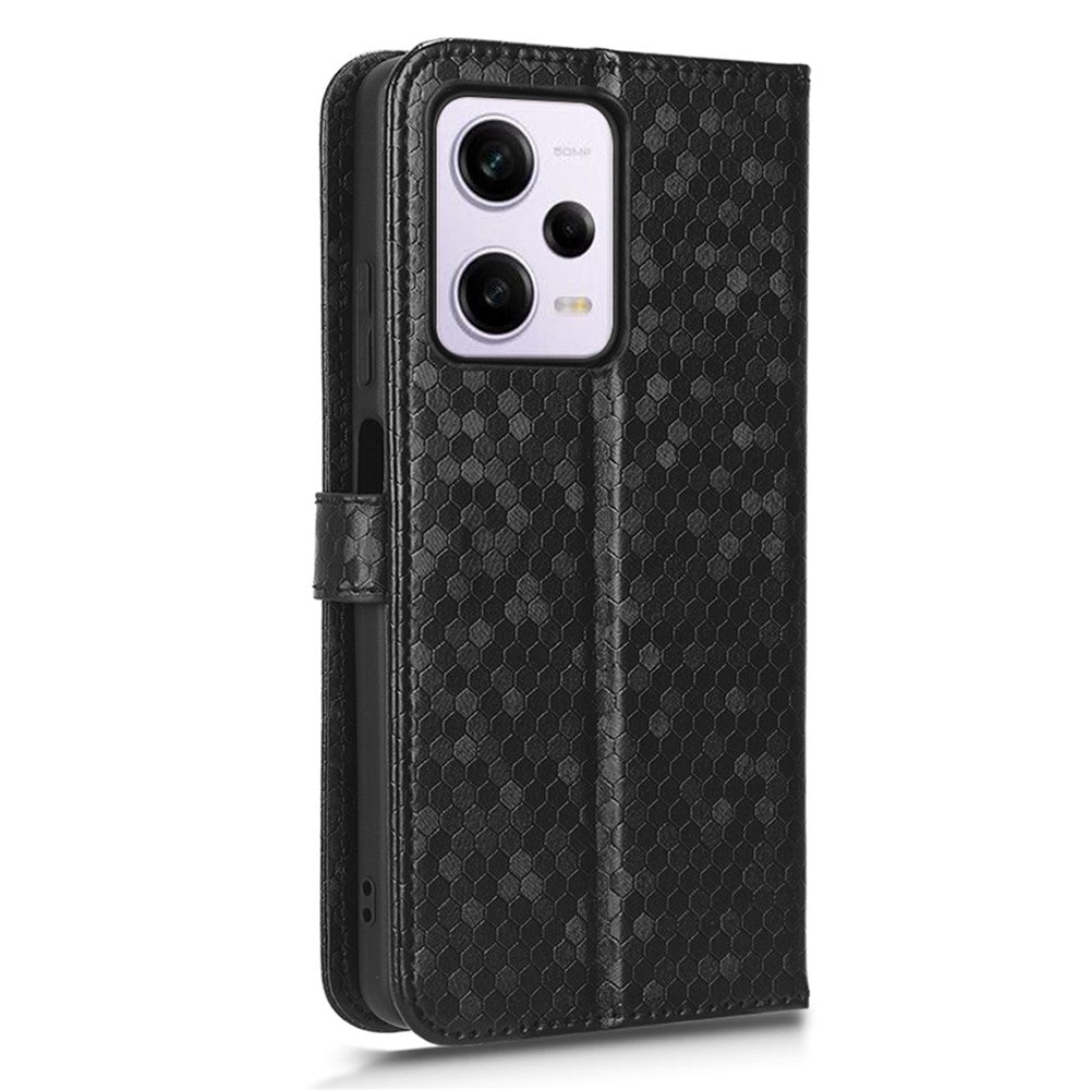 Flip Folio mobilskal För Xiaomi Redmi Note 12 Pro+ 5G, Prickmönster Präglat PU-läder Plånboksfodral Reptåligt Mobilskal Med Rem