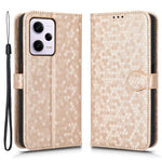 Flip Folio mobilskal För Xiaomi Redmi Note 12 Pro+ 5G, Prickmönster Präglat PU-läder Plånboksfodral Reptåligt Mobilskal Med Rem