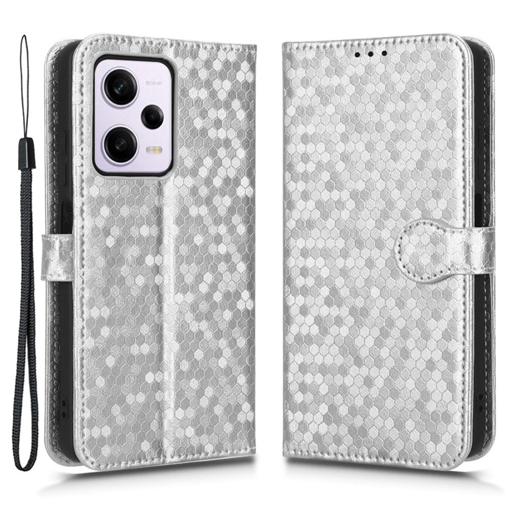 Flip Folio Phone Case For Xiaomi Redmi Note 12 Pro+ 5G , Dot Pattern Imprinted PU Leather Wallet Stand Anti-scratch Mobile Phone Cover with Strap