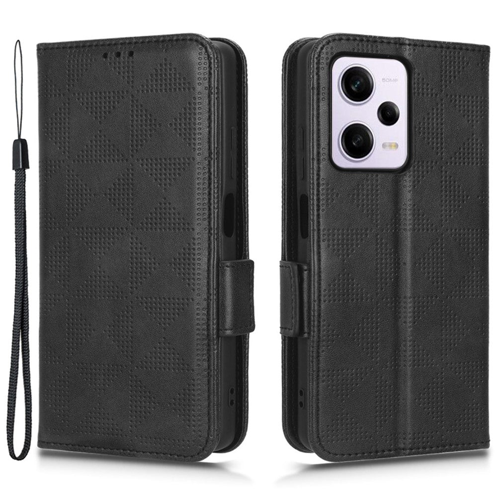 Xiaomi Redmi Note 12 Pro+ 5G Fullt skydd Mobilmobilfodral Stativ Plånbok PU-läder Präglat triangelmönster Flip-fodral