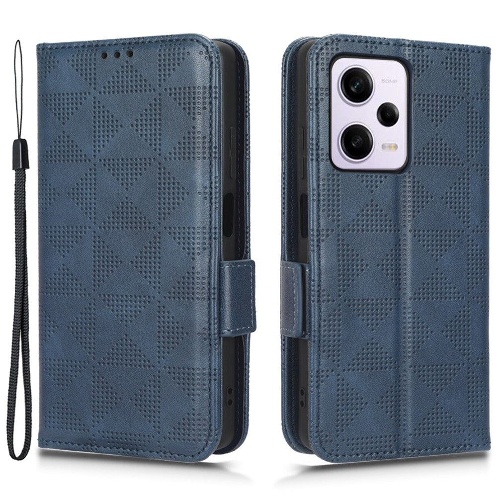 Xiaomi Redmi Note 12 Pro+ 5G Fullt skydd Mobilmobilfodral Stativ Plånbok PU-läder Präglat triangelmönster Flip-fodral
